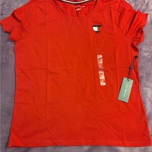 Tommy Hilfiger Red Women's Tee with Heart Patch
